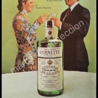 CARTEL ANTIGUO ORIGINAL DE GINEBRA BURNETTS 1973 / RARO