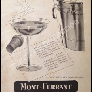 CARTEL ANTIGUO ORIGINAL DE CHAMPAGNE MONT FERRANT 1941 / MUY RARO