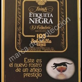 CARTEL ANTIGUO ORIGINAL DE BRANDY BOBADILLA 103 1970s