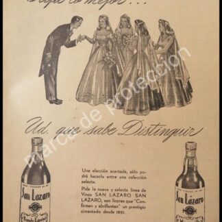 CARTEL ANTIGUO ORIGINAL DE VINOS SAN LAZARO 1947 /RARO 2