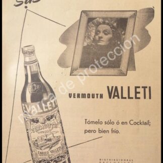 CARTEL ANTIGUO ORIGINAL DE VINOS VALLETI CON ANDREA PALMA 1947 / FEP /RARO