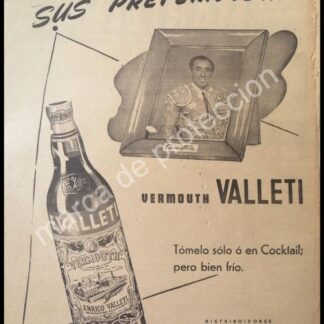 CARTEL ANTIGUO ORIGINAL DE VINOS VALLETI /FERMIN ESPONISA ARMILLITA 1947 FEP