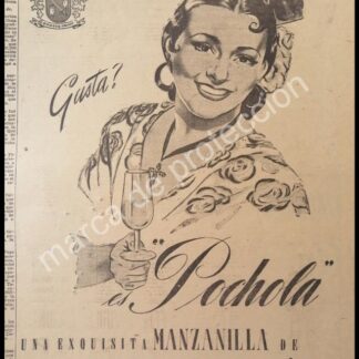 CARTEL ANTIGUO ORIGINAL DE MANZANILLA LA PALMA, PEDRO DOMECQ 1947. RARO