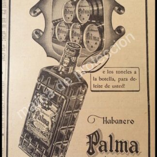 CARTEL ANTIGUO ORIGINAL DE LICOR. HABANERO LA PALMA 1947. RARO