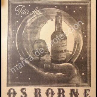 CARTEL ANTIGUO ORIGINAL DE BRANDY VIEJO VETERANO 1947 OSBORNE. RARO