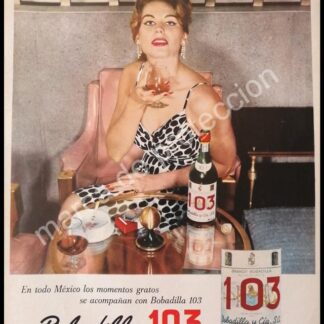CARTEL ANTIGUO ORIGINAL DE BRANDY BOBADILLA 103 / 1961 -1