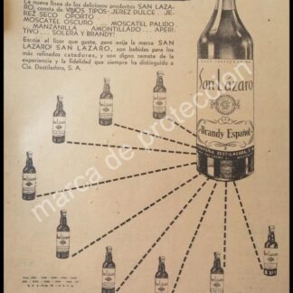 CARTEL ANTIGUO ORIGINAL DE VINOS SAN LAZARO 1947 /4