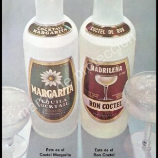 CARTEL ANTIGUO ORIGINAL DE TEQUILA COCKTAIL MARGARITA 1969 LA MADRILEÑA S.A