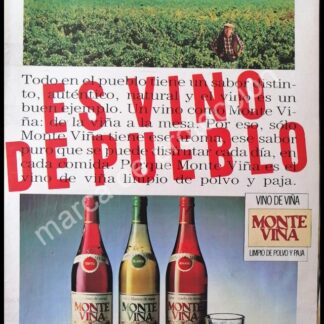 CARTEL ANTIGUO ORIGINAL DE VINOS MONTE VIÑA 1990s, ESPAÑA