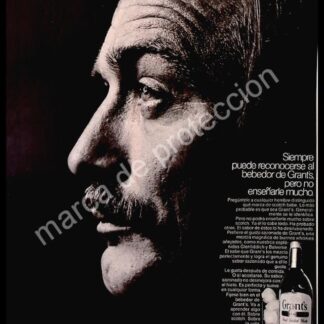 CARTEL ANTIGUO ORIGINAL DE WHISKY GRANTS 1960s / VINOS