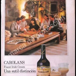CARTEL ANTIGUO ORIGINAL DE CREMA IRLANDESA CAROLANS 1980s ESPAÑA