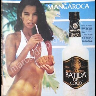 CARTEL ANTIGUO ORIGINAL DE LICOR BATIDA DE COCO MANGAROCA 1980s