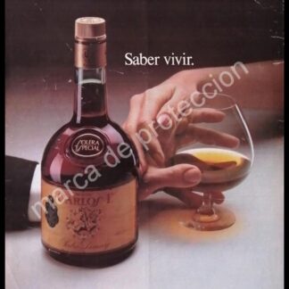 CARTEL ANTIGUO ORIGINAL DE BRANDY CARLOS I. 1980s PEDRO DOMECQ