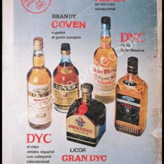 CARTEL ANTIGUO ORIGINAL DE VINOS DYC. DESTILERIA Y CRIANZA DEL WHISKY S.A 1980s