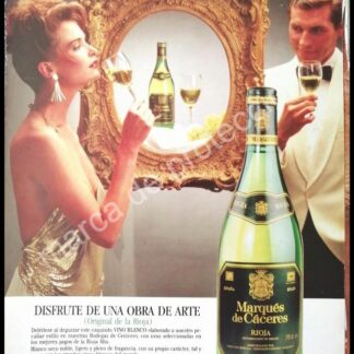 CARTEL ANTIGUO ORIGINAL DE VINO BLANCO MARQUES DE CACERES 1980s