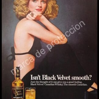 CARTEL ANTIGUO ORIGINAL DE WHISKY BLACK VELVET 1980s