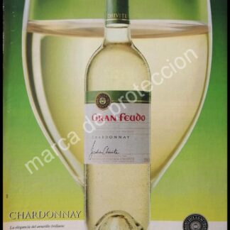 CARTEL ANTIGUO ORIGINAL DE VINOS CHARDONNAY GRAN FEUDO 1980s