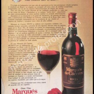 CARTEL ANTIGUO ORIGINAL DE VINOS MARQUES DE CACERES 1980s /5