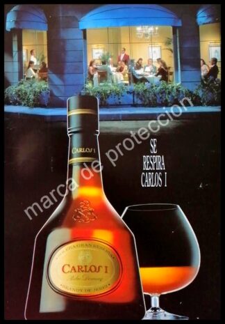 CARTEL ANTIGUO ORIGINAL DE BRANDY SOLERA CARLOS I 1980s /3
