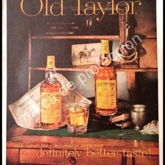 CARTEL ANTIGUO ORIGINAL DE WHISKY BOURBON OLD TAYLOR 1960s
