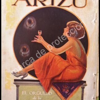 CARTEL ANTIGUO ORIGINAL DE VINOS ARIZU 1927 DIBUJO DE MEYER ARANA, ARTE RARO