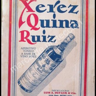 CARTEL ANTIGUO ORIGINAL DE VINOS XEREZ QUINA RUIZ 1930 RARO