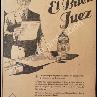 CARTEL ANTIGUO ORIGINAL DE APERITIVO HESPERIDINA DE BAGLEY 1927