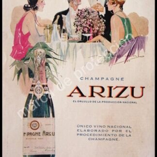 CARTEL ANTIGUO ORIGINAL DE VINOS ARIZU 1927 RARO ARTE PUBLICITARIO