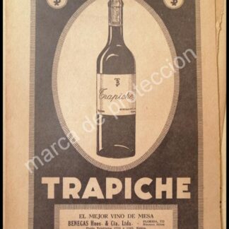 CARTEL ANTIGUO ORIGINAL DE CHAMPAGNE TRAPICHE 1927 /3