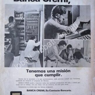 CARTEL ANTIGUO ORIGINAL DE BANCO BANCA CREMI S.A 1978 /130