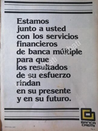 CARTEL ANTIGUO ORIGINAL DE BANCO BANCA CREMI S.A 1982 /127