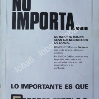CARTEL ANTIGUO ORIGINAL DE BANCO BANCA CREMI S.A 1980 /124