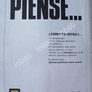 CARTEL ANTIGUO ORIGINAL DE BANCO BANCA CREMI S.A 1980 /125