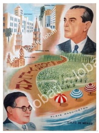 CARTEL ANTIGUO PLAYA WASHINGTON 1955 MAT. TMPS /RARO