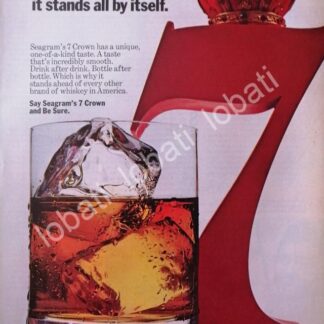 CARTEL ANTIGUO ORIGINAL DE VINOS. WHISKY SEVEN CROWN 1960s /521
