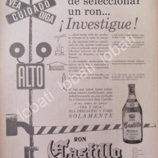 CARTEL ANTIGUO ORIGINAL DE RON CASTILLO 1962 /515