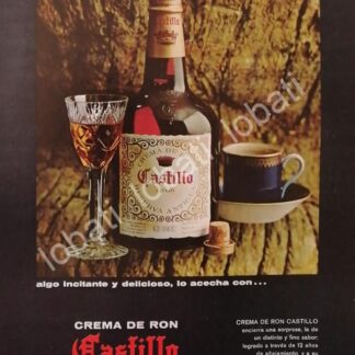 CARTEL ANTIGUO ORIGINAL DE CREMA DE RON CASTILLO 1967 /509 /RARO