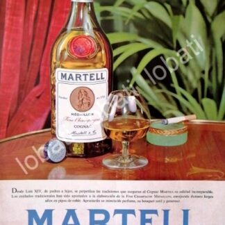 CARTEL ANTIGUO ORIGINAL DE COGNAC MARTELL 1965 FOTOGRAFIA DE BERGUGLIAN /507