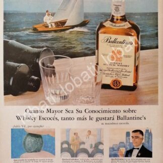 CARTEL ANTIGUO ORIGINAL DE VINOS WHISKY BALLANTINES 1960s /492