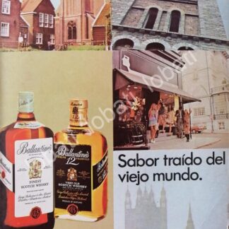 CARTEL ANTIGUO ORIGINAL DE VINOS WHISKY BALLANTINES 1970s /487