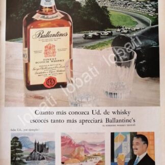 CARTEL ANTIGUO ORIGINAL DE VINOS WHISKY BALLANTINES 1950s /485