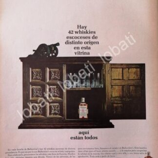 CARTEL ANTIGUO ORIGINAL DE VINOS WHISKY BALLANTINES 1950s /483