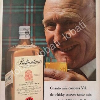 CARTEL ANTIGUO ORIGINAL DE VINOS WHISKY BALLANTINES 1950s /480