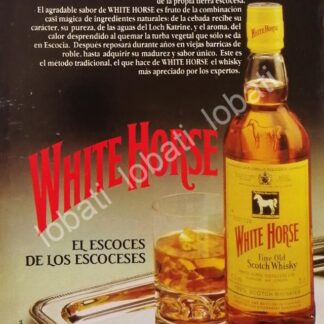 CARTEL ANTIGUO ORIGINAL DE VINOS. WHISKY WHITE HORSE 1980s /592 RARO