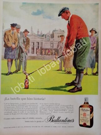 CARTEL ANTIGUO ORIGINAL DE VINOS WHISKY BALLANTINES 1950s /478