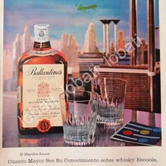 CARTEL ANTIGUO ORIGINAL DE VINOS WHISKY BALLANTINES 1950s /466