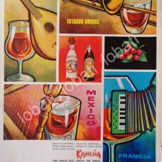 CARTEL ANTIGUO ORIGINAL DE VINOS LICOR DE CAFE KAHLUA 1963 /462