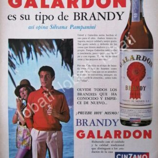 CARTEL ANTIGUO ORIGINAL DE SILVANA PAPANINI EN VINOS GALARDON CINZANO 1960s /416 FEP