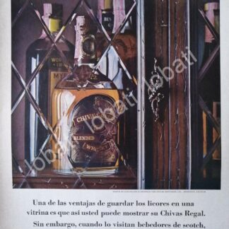CARTEL ANTIGUO ORIGINAL DE VINOS WHISKY CHIVAS REGAL 1960s /411