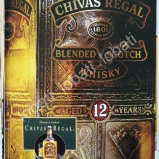 CARTEL ANTIGUO ORIGINAL DE VINOS WHISKY CHIVAS REGAL 12 AÑOS 1980s /409